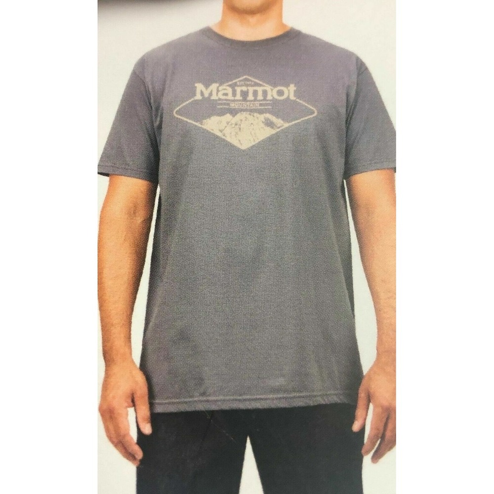 Marmot Graphic T-Shirt Mens Medium Gray Excellent Organic Cotton Mountain Tee